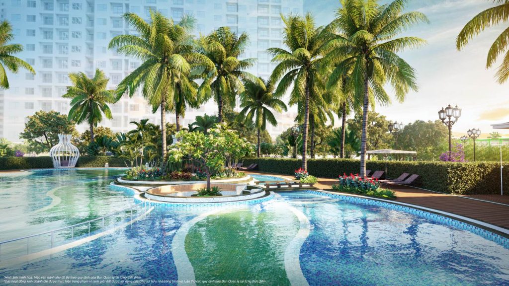 Hồ bơi ngoài trời Indochine Resort thiết kế như một ốc đảo nghỉ dưỡng 6* tại The Tonkin