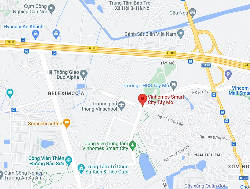 Vị trí khu đô thị Vinhomes Smart City (Ảnh chụp Google Maps).